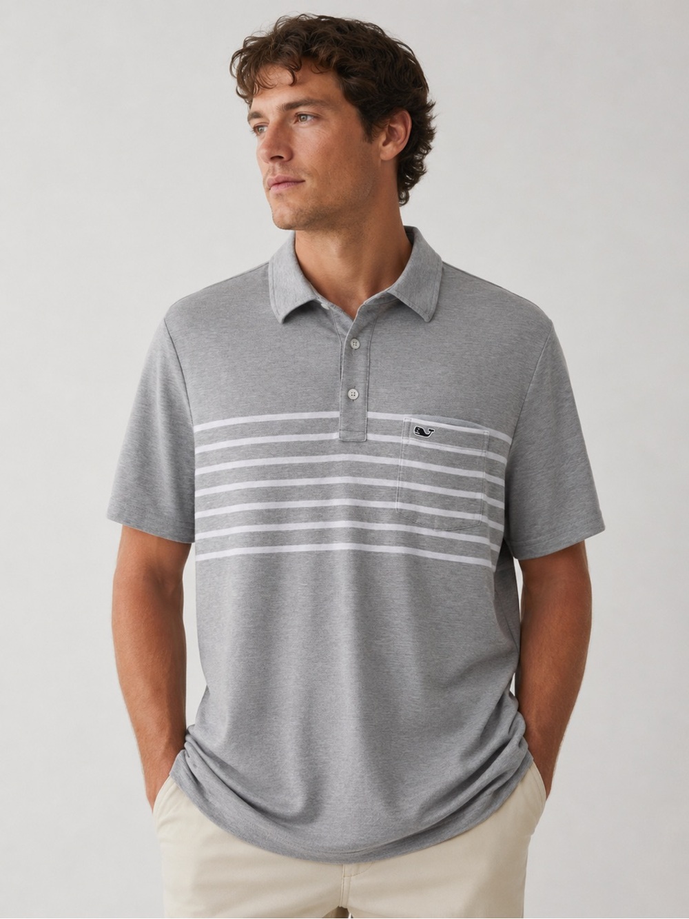 Vineyard Vines Edgartown Polo Shirt Men’s L Gray Striped